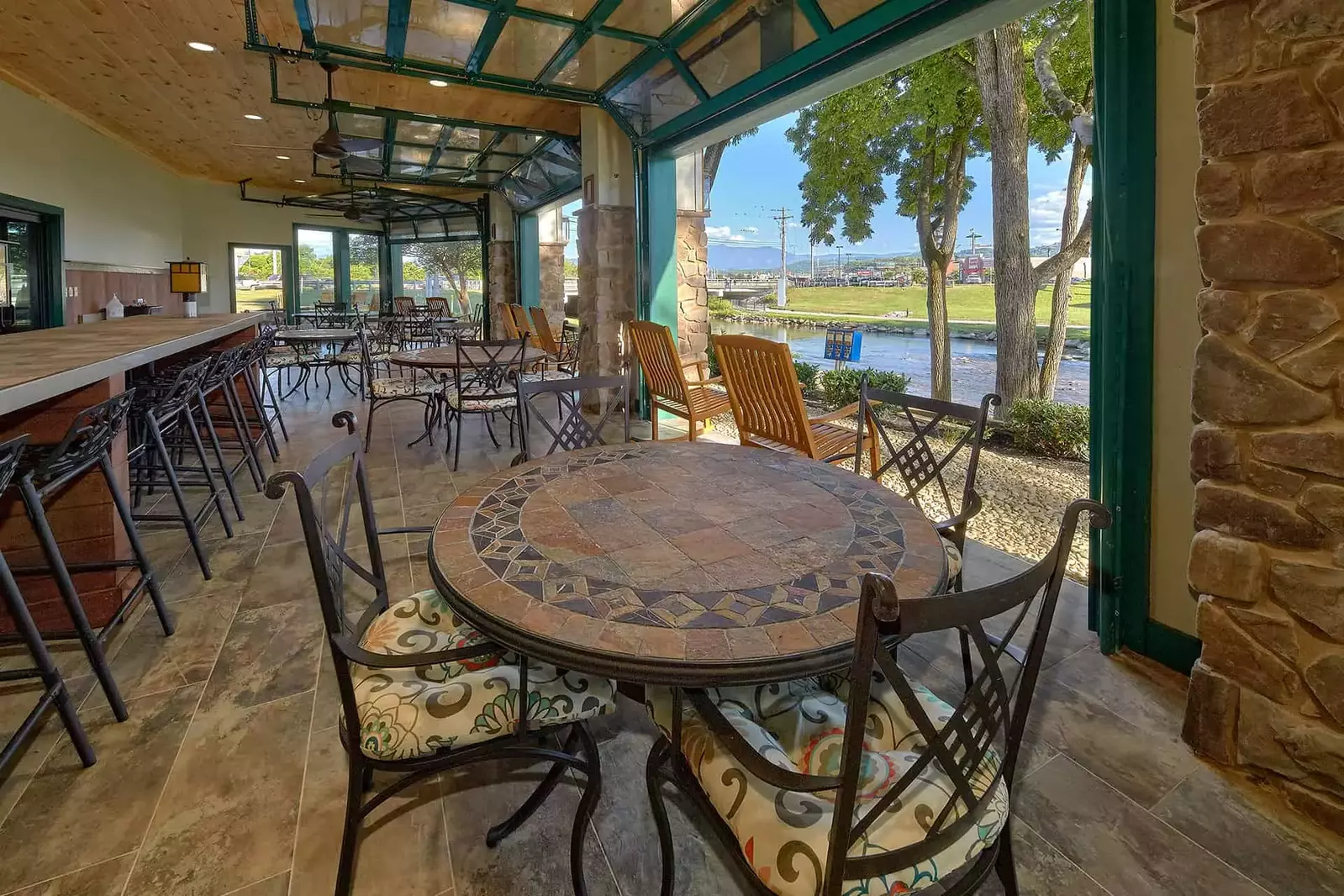 Inn on the River patio with river view