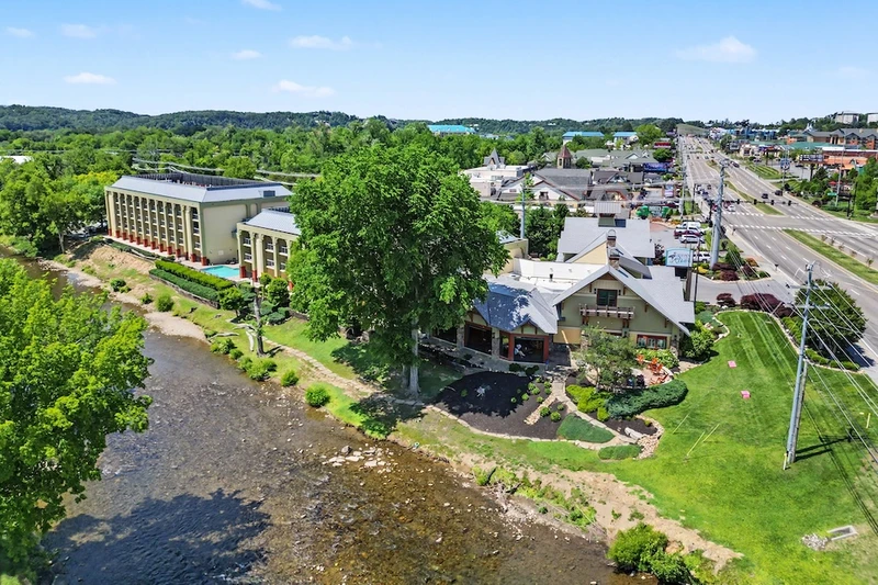 our hotel in Pigeon Forge on the Little Pigeon River