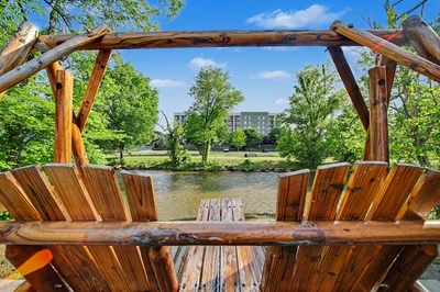 seating on the river at our hotel in Pigeon Forge