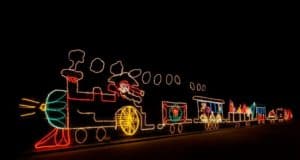 Train light display on the side of the street