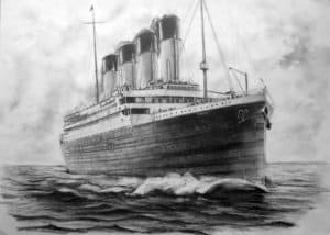 pencil drawing of titanic
