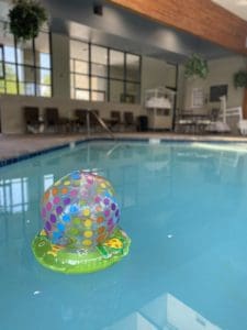 ball in the indoor pool