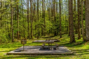 picnic table in smoky mountains