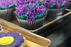 cupcakes and cookie flowers and cupcakes