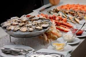 seafood buffet line
